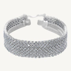 Natural White Round Diamond 15.00 Carat TW White Gold Bracelet