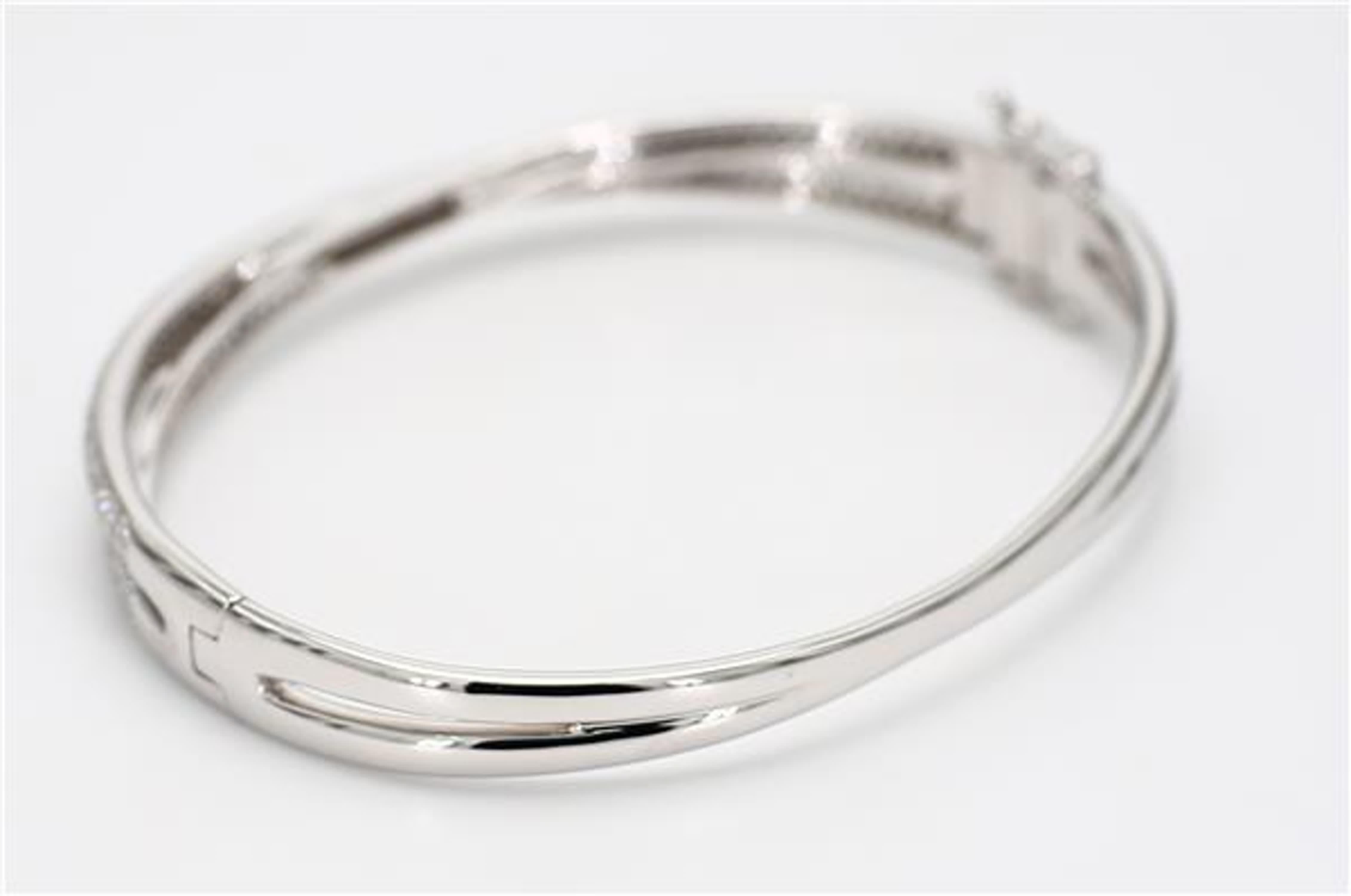 Round Cut Natural White Round Diamond 1.55 Carat TW White Gold Cuff Bracelet For Sale
