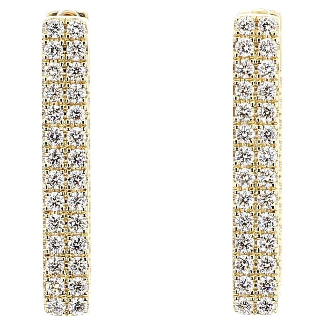 Boucles d'oreilles en or jaune ornées de diamants ronds blancs naturels de 1.55 carats TW