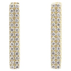 Natürlicher weißer runder Diamant 1.55 Karat TW Gelbgold Creolen