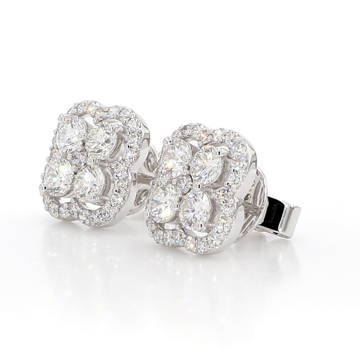 RareGemWorld's classic diamond earrings. Mounted in a beautiful 18K White Gold setting with natural round cut white diamonds. These earrings are guaranteed to impress and enhance your personal collection!

Total Weight: 1.57cts

Natural Round White