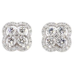 Orecchini con diamante bianco naturale rotondo da 1.57 carati TW in oro bianco