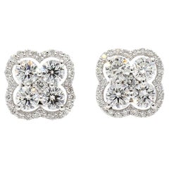 Pendientes de oro blanco con diamante redondo blanco natural de 1.65 quilates TW