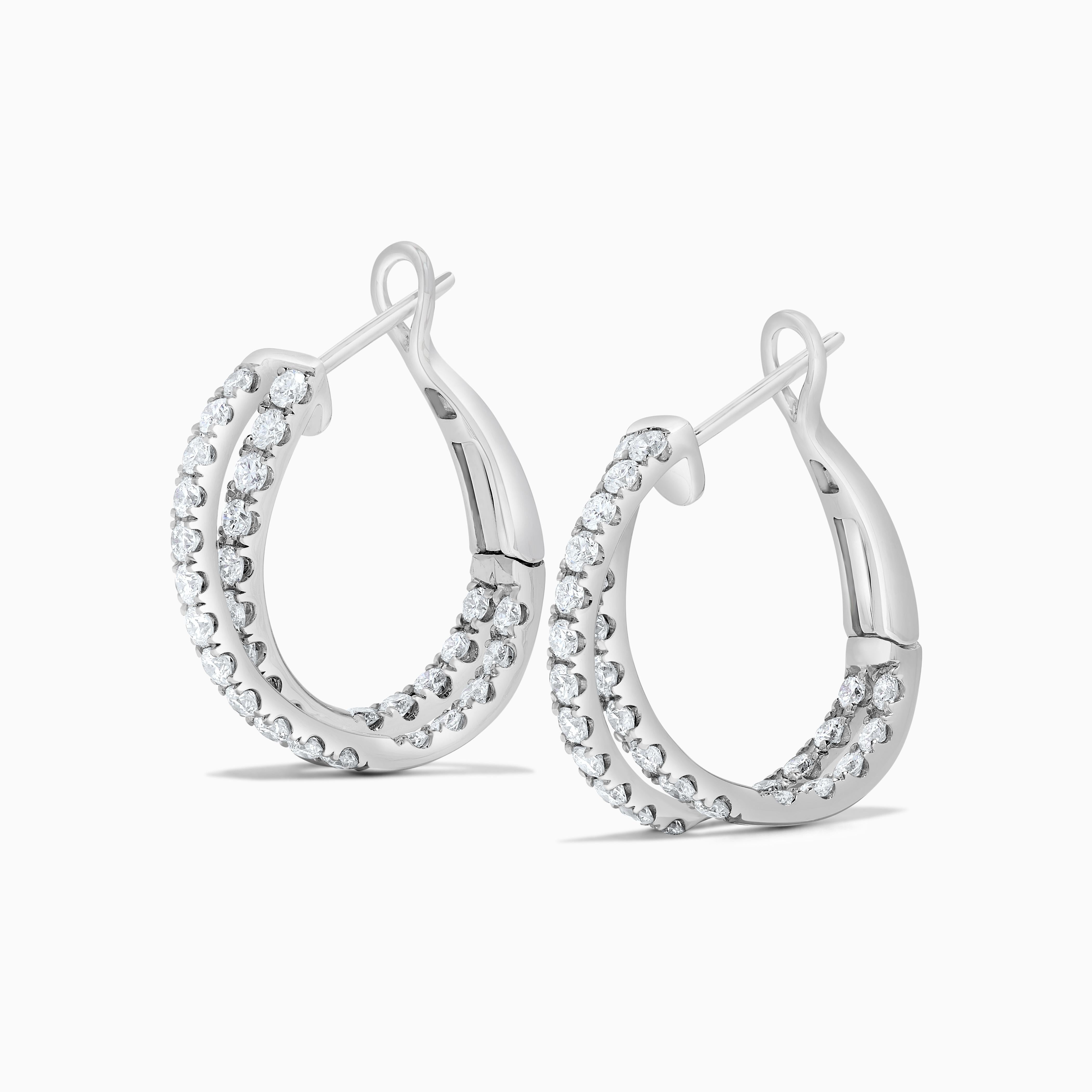 Contemporain Boucles d'oreilles en or blanc avec diamant blanc rond de 1.66 carat TW en vente
