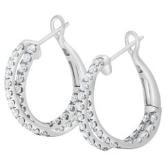 Natürlicher weißer runder Diamant 1.66 Karat TW Weißgold Creolen