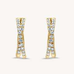 Boucles d'oreilles en or jaune ornées de diamants ronds blancs naturels de 1,66 carat TW