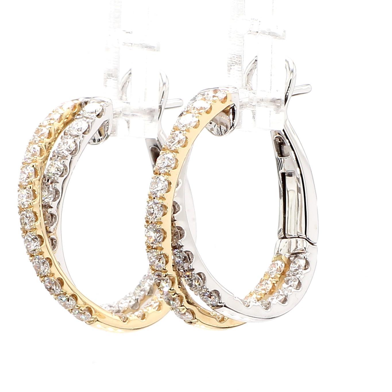 I bellissimi orecchini di diamanti di RareGemworld. Montato in una splendida montatura in oro giallo e bianco 14K con diamanti bianchi naturali a taglio rotondo. Questi orecchini sono garantiti per stupire e arricchire la tua collezione