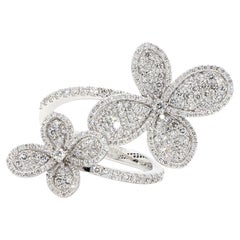 Diamante redondo blanco natural 1.76 quilates TW Anillo de cóctel de oro blanco