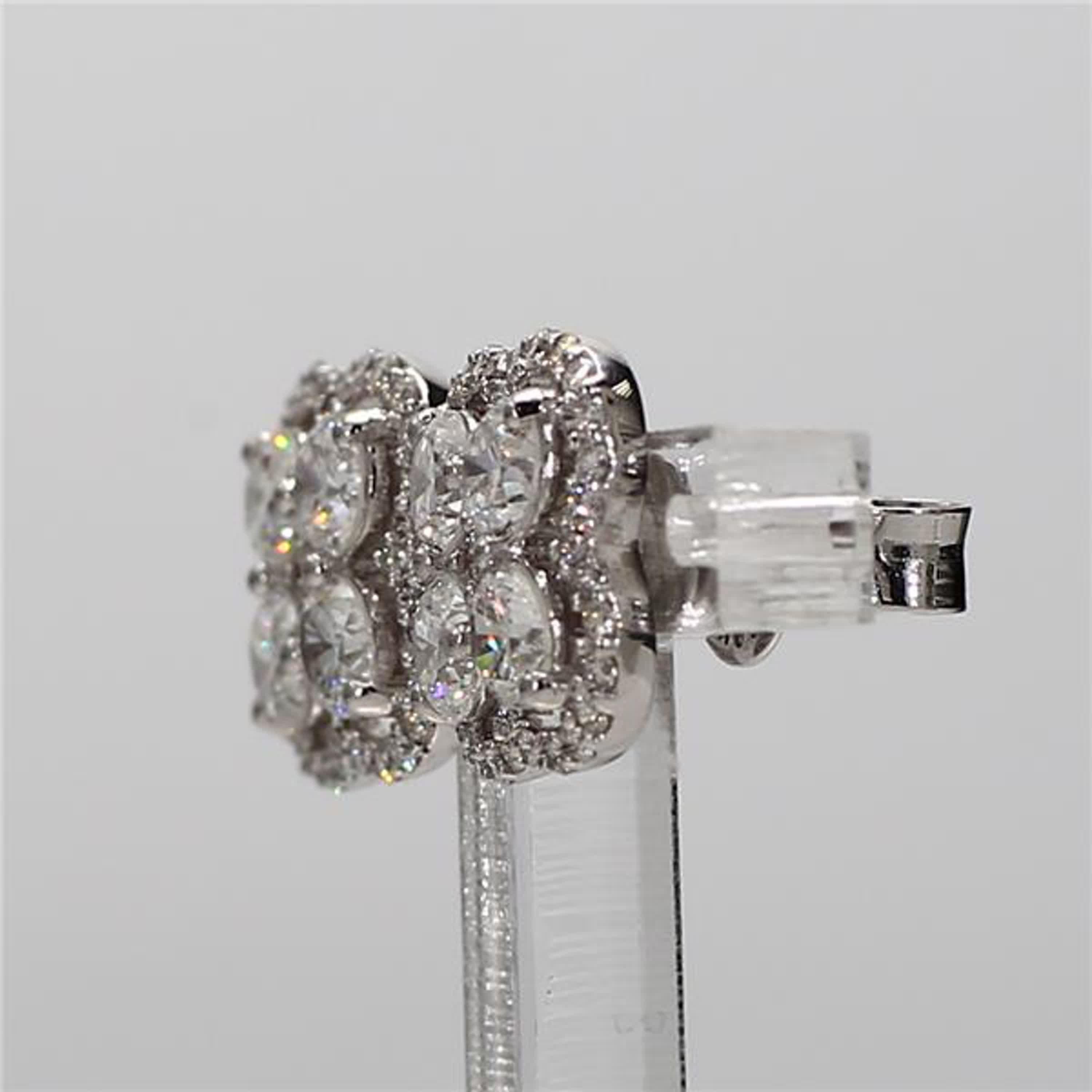 Contemporary Natural White Round Diamond 1.84 Carat TW White Gold Stud Earrings