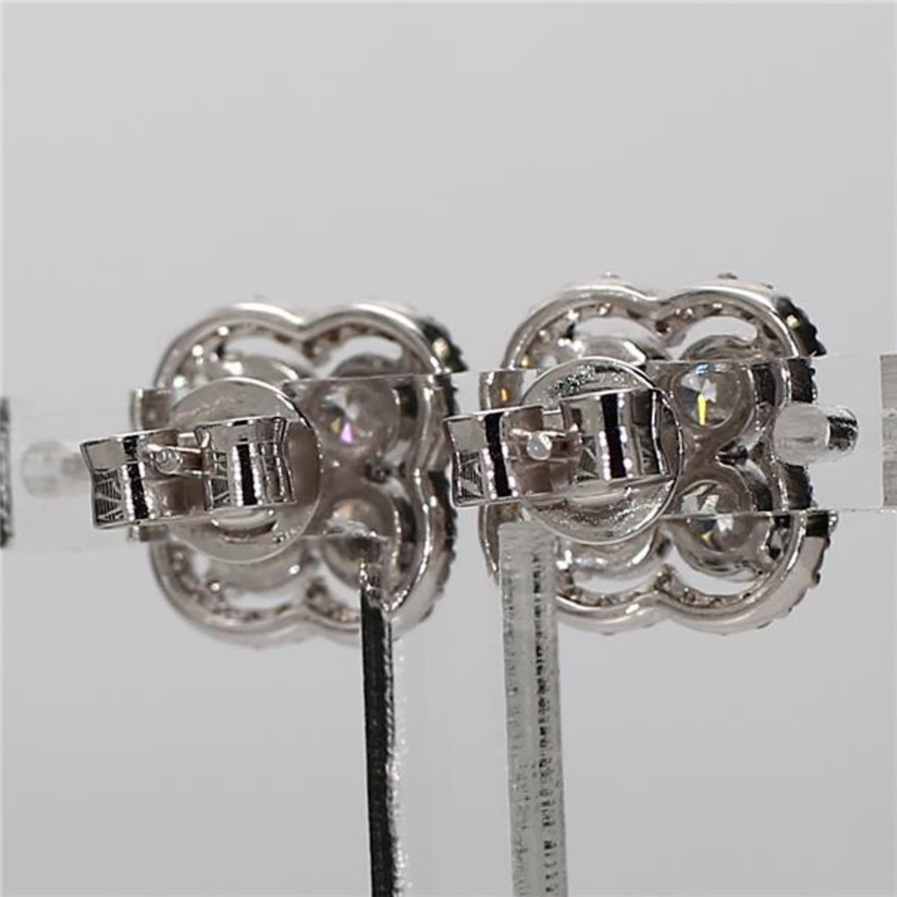 Natural White Round Diamond 1.84 Carat TW White Gold Stud Earrings In New Condition In New York, NY