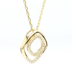 Natural White Round Diamond .19 Carat TW Yellow Gold Drop Pendant