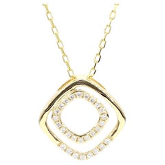 Natural White Round Diamond .19 Carat TW Yellow Gold Drop Pendant