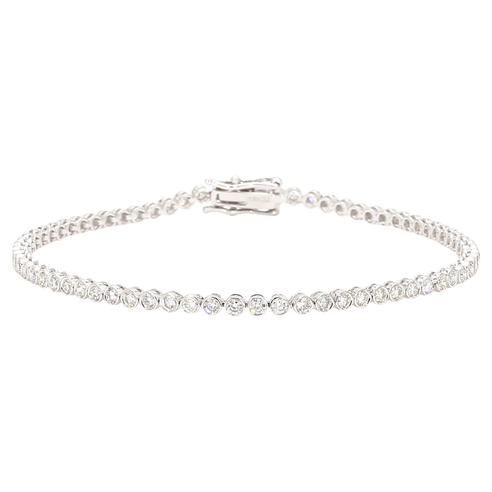 Bracciale da tennis in oro bianco con diamante tondo naturale da 1.95 carati TW