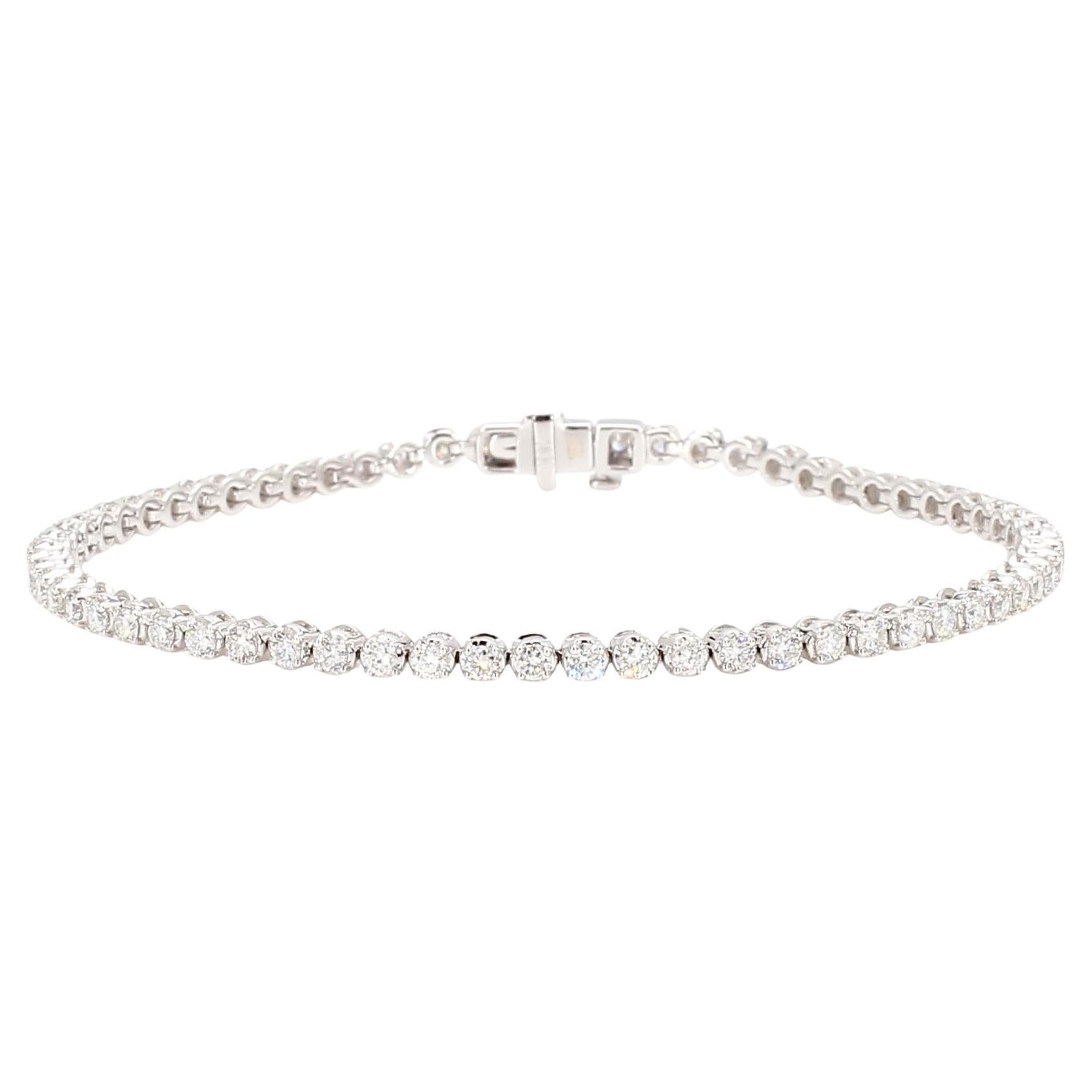 Bracciale da tennis in oro bianco con diamante tondo naturale da 2.02 carati TW