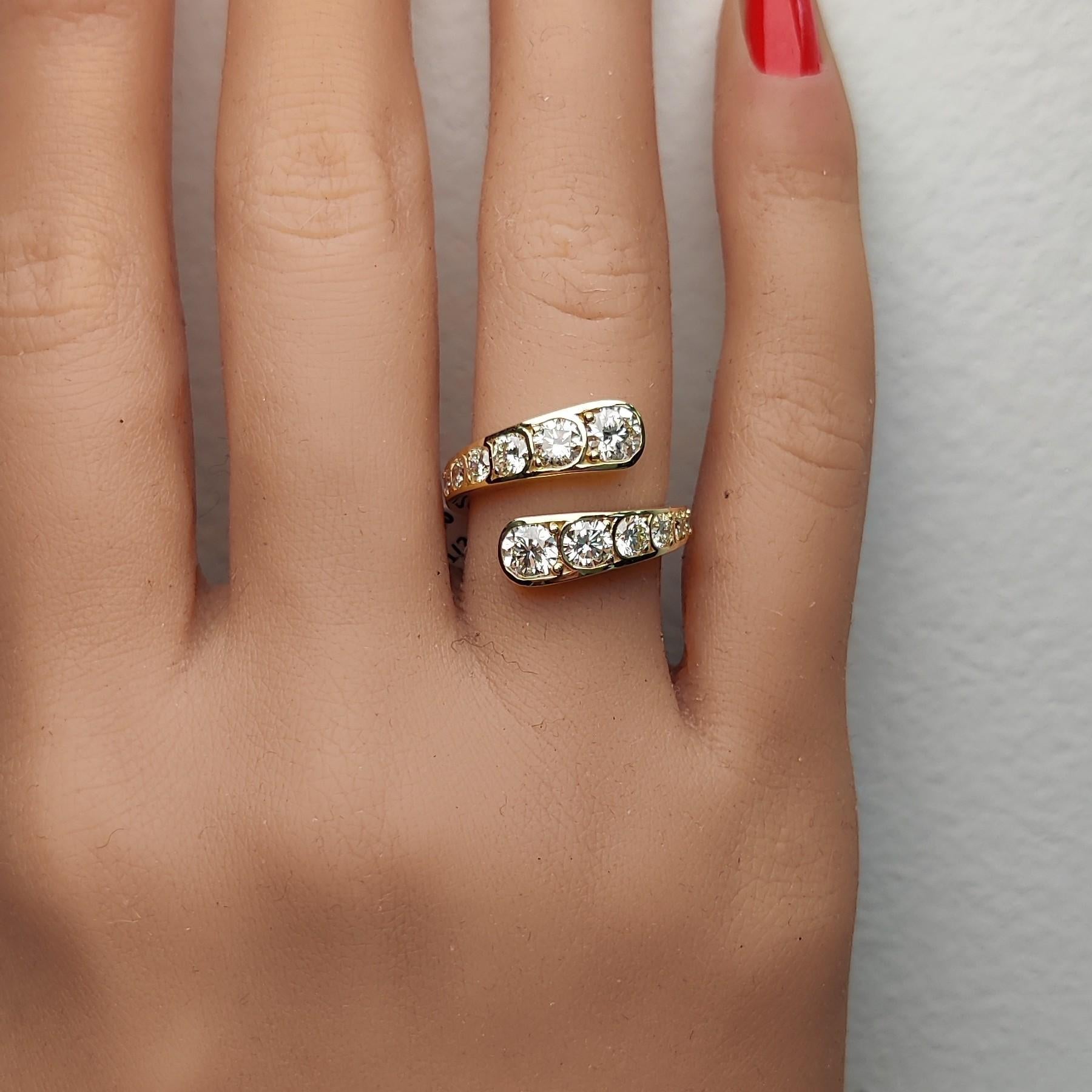 Round Cut Natural White Round Diamond 2.08 Carat TW Yellow Gold Cocktail Band For Sale