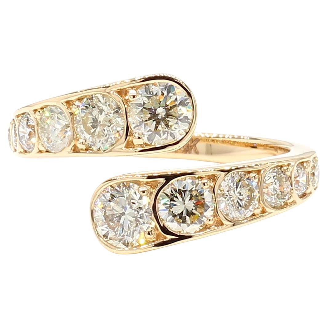 Natural White Round Diamond 2.08 Carat TW Yellow Gold Cocktail Band For Sale
