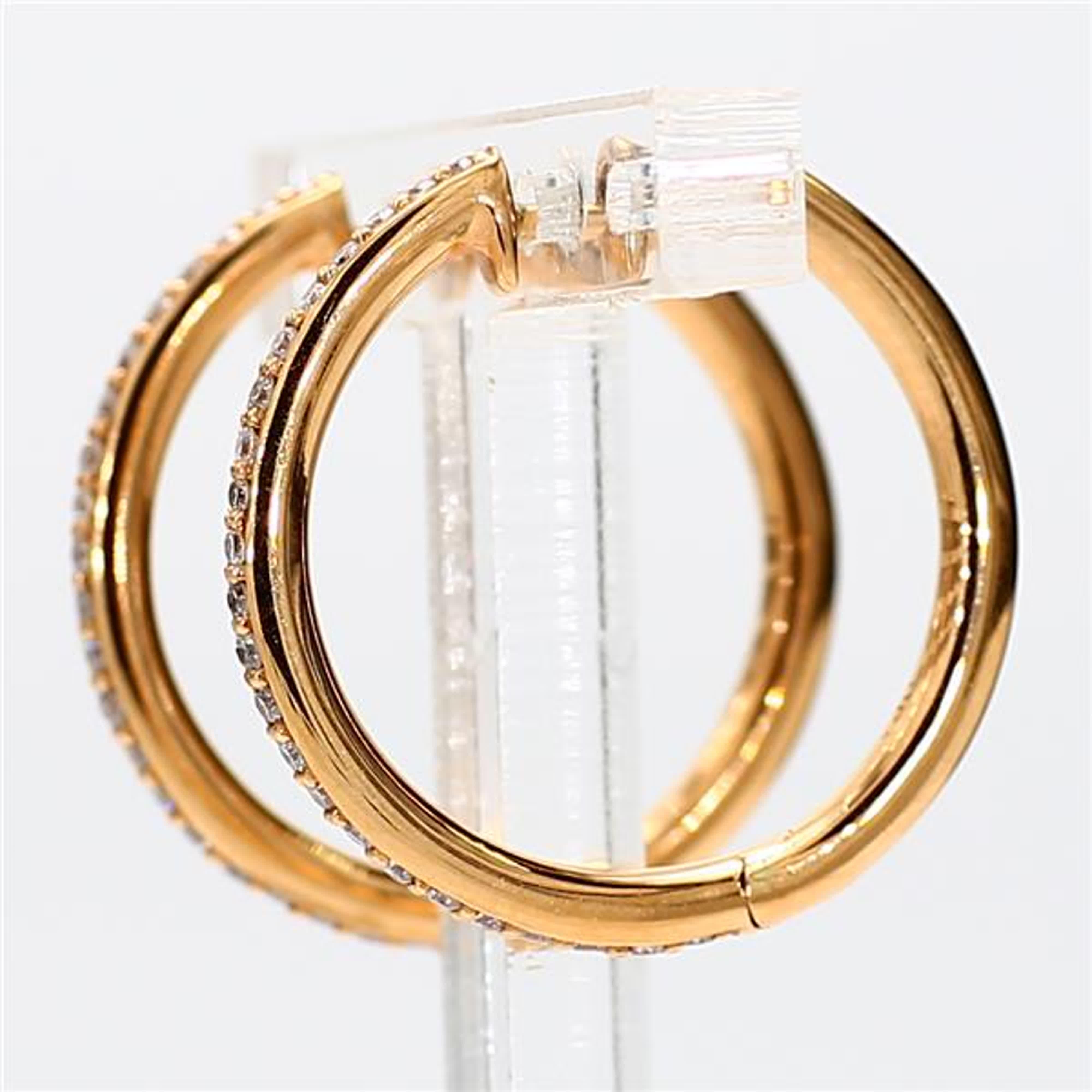 Contemporary Natural White Round Diamond .23 Carat TW Yellow Gold Hoop Earrings For Sale