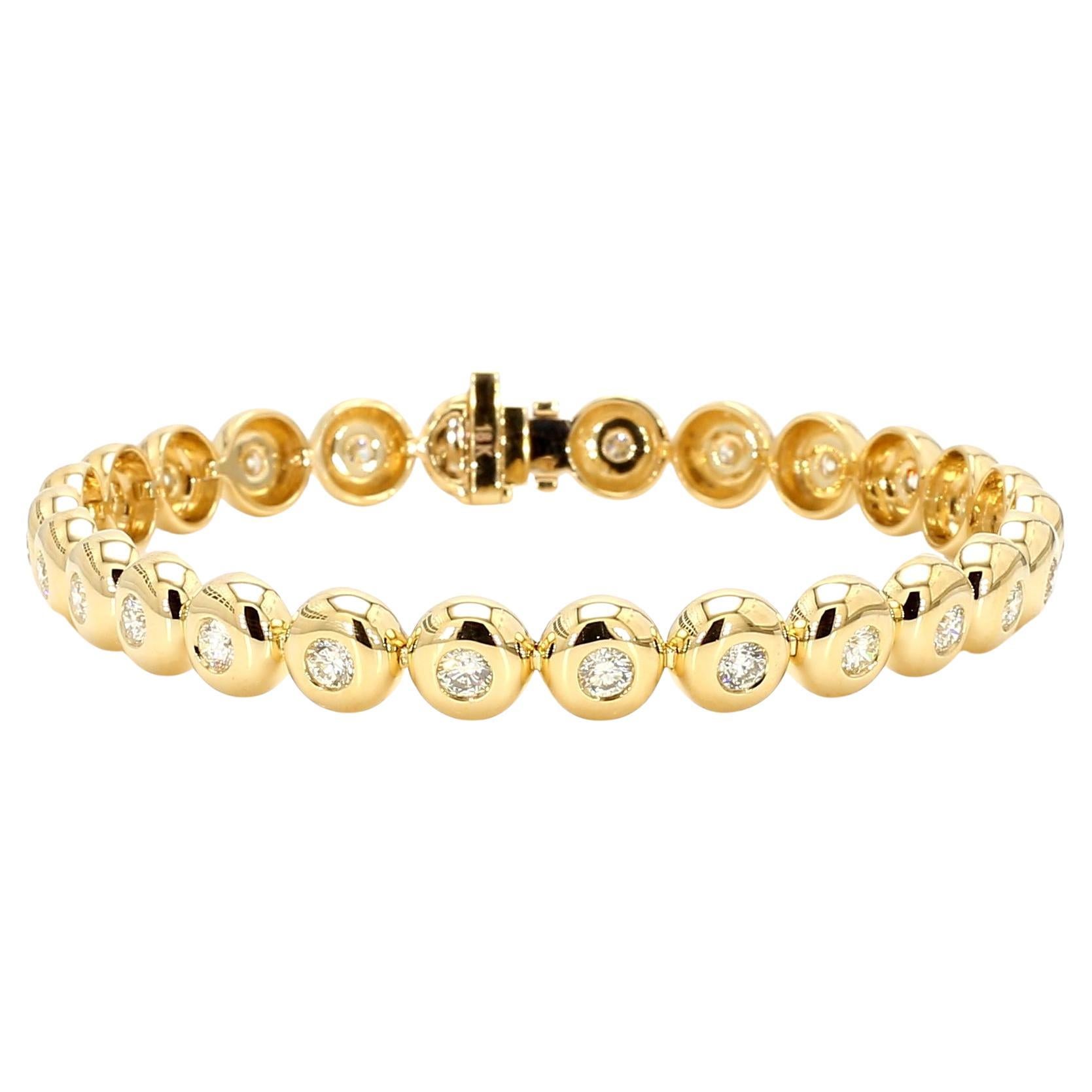 Bracelet tennis en or jaune avec diamants ronds blancs naturels de 2.31 carats poids total