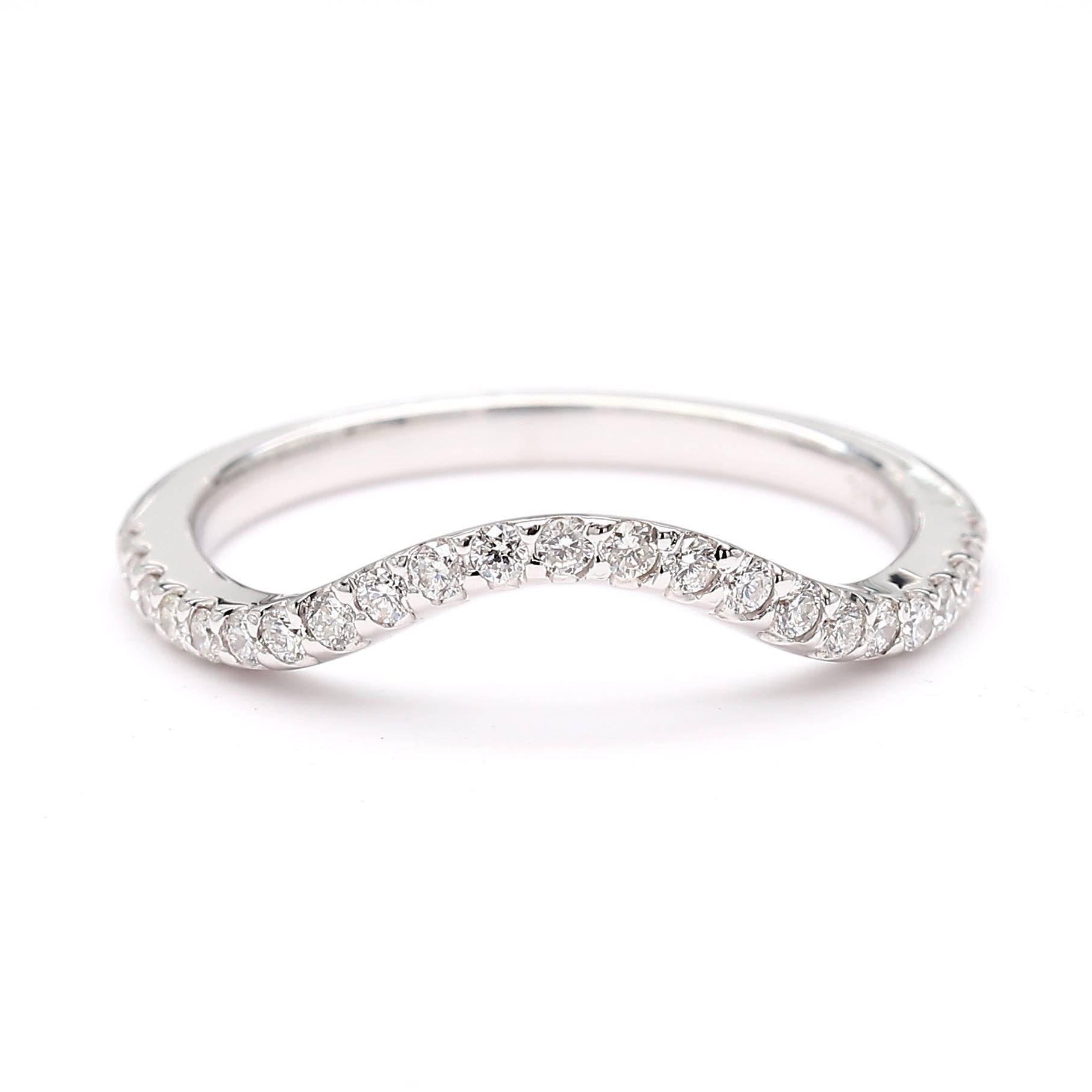 Contemporary Natural White Round Diamond .24 Carat TW White Gold Wedding Band For Sale