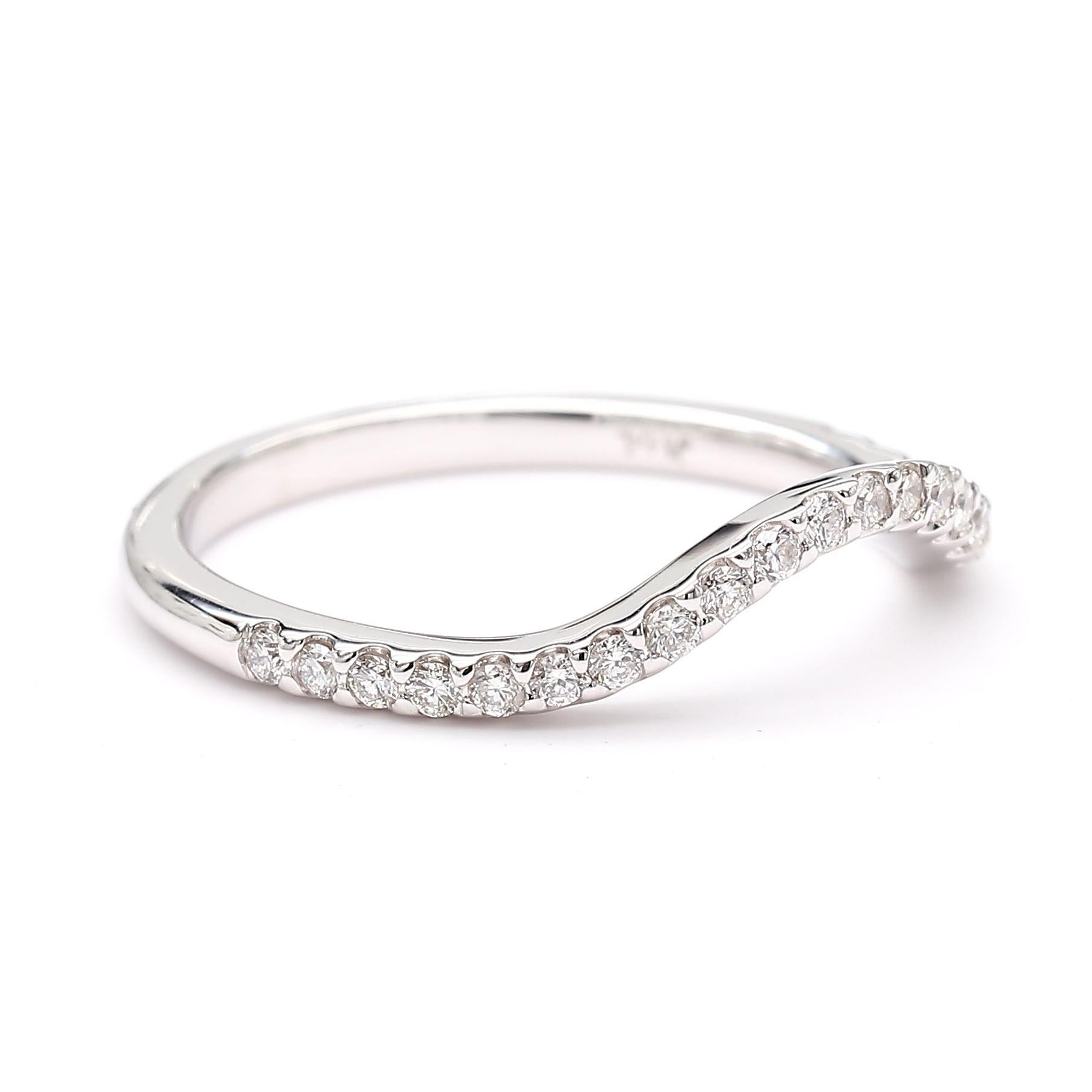 Round Cut Natural White Round Diamond .24 Carat TW White Gold Wedding Band For Sale