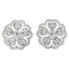 Pendientes de oro blanco con diamante redondo blanco natural de 2.40 quilates TW
