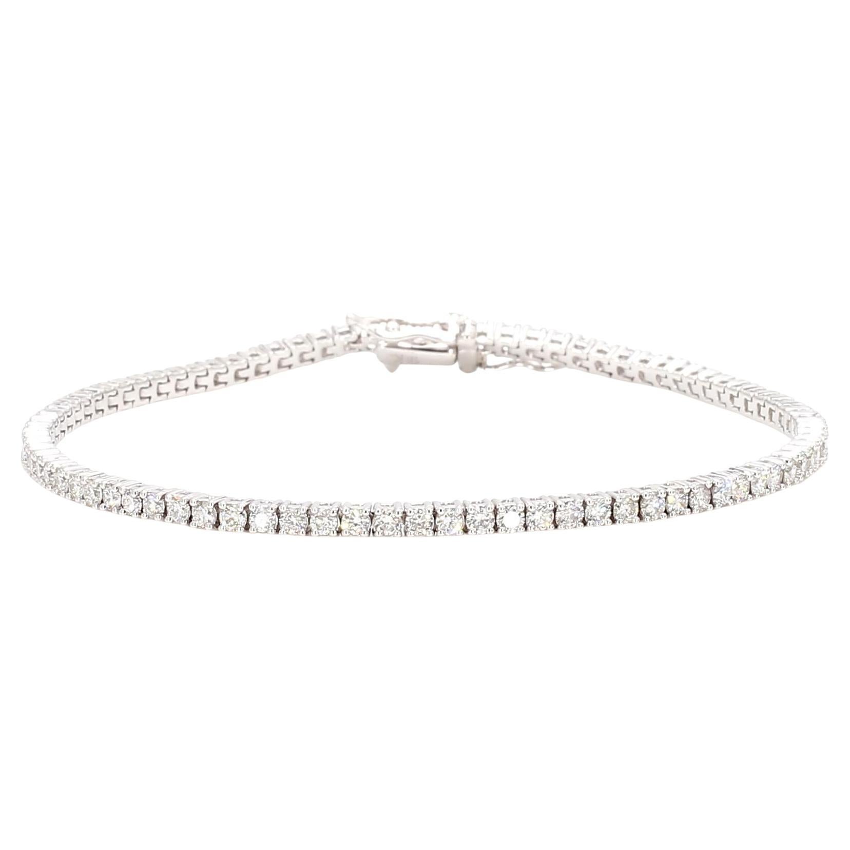 Bracciale da tennis in oro bianco con diamante tondo naturale da 2.47 carati TW
