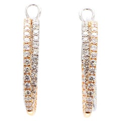 Orecchini a cerchio in oro rosa con diamante bianco naturale rotondo da 2.61 carati TW