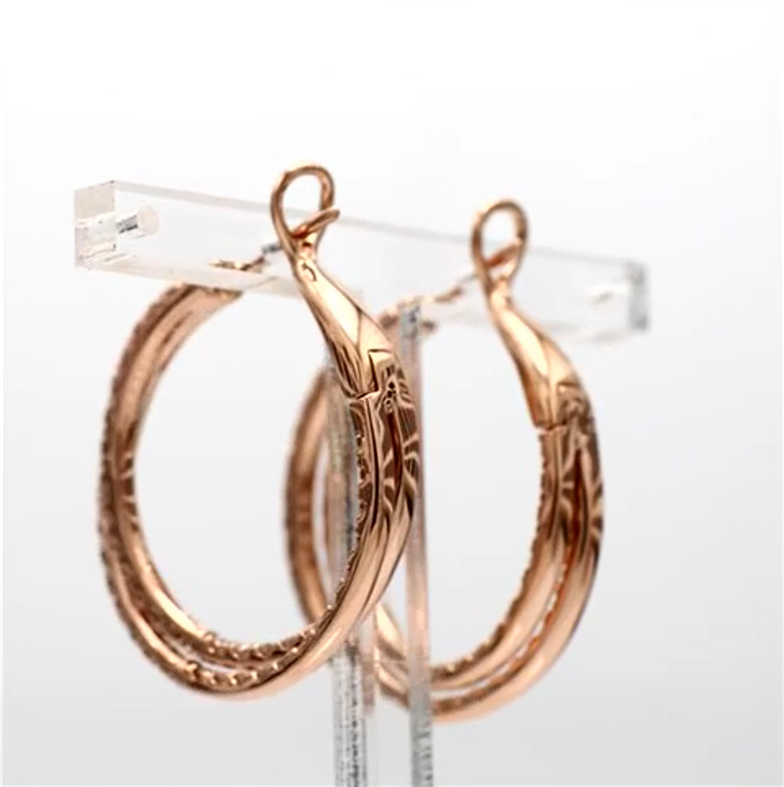 Contemporary Natural White Round Diamond 2.62 Carat TW Rose Gold Hoop Earrings For Sale