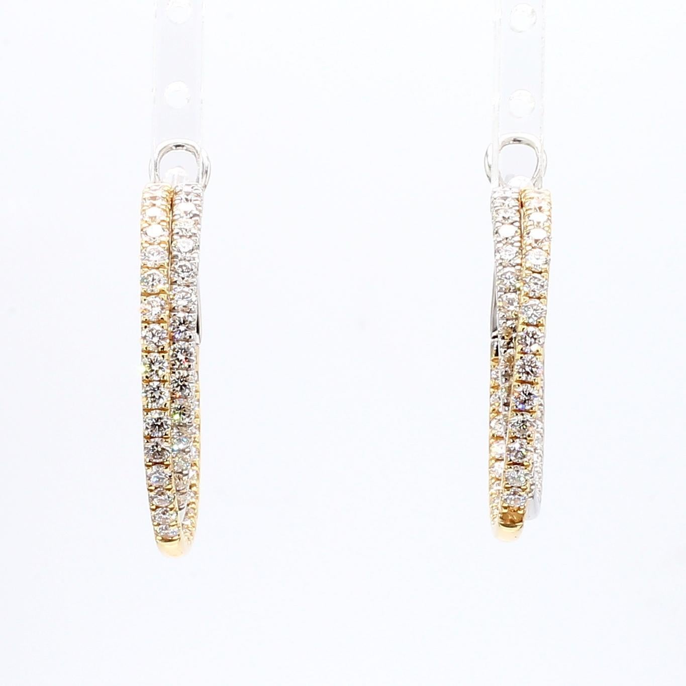 Contemporaneo Orecchini a cerchio in oro con diamante bianco naturale rotondo da 2.66 carati TW in vendita