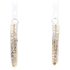 Pendientes de aro de oro con diamante redondo blanco natural de 2.66 quilates TW
