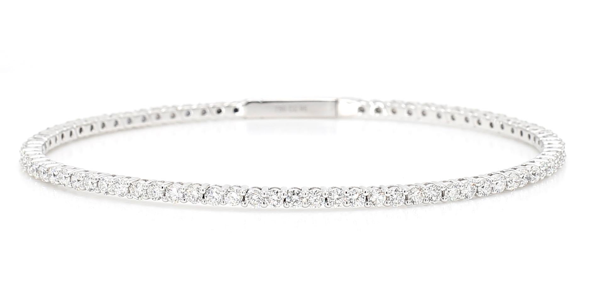 Taglio rotondo Bracciale in oro bianco con diamanti rotondi naturali da 2.95 carati TW in vendita