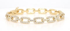 Gliederarmband, natürlicher weißer runder Diamant 3.24 Karat TW Gelbgold