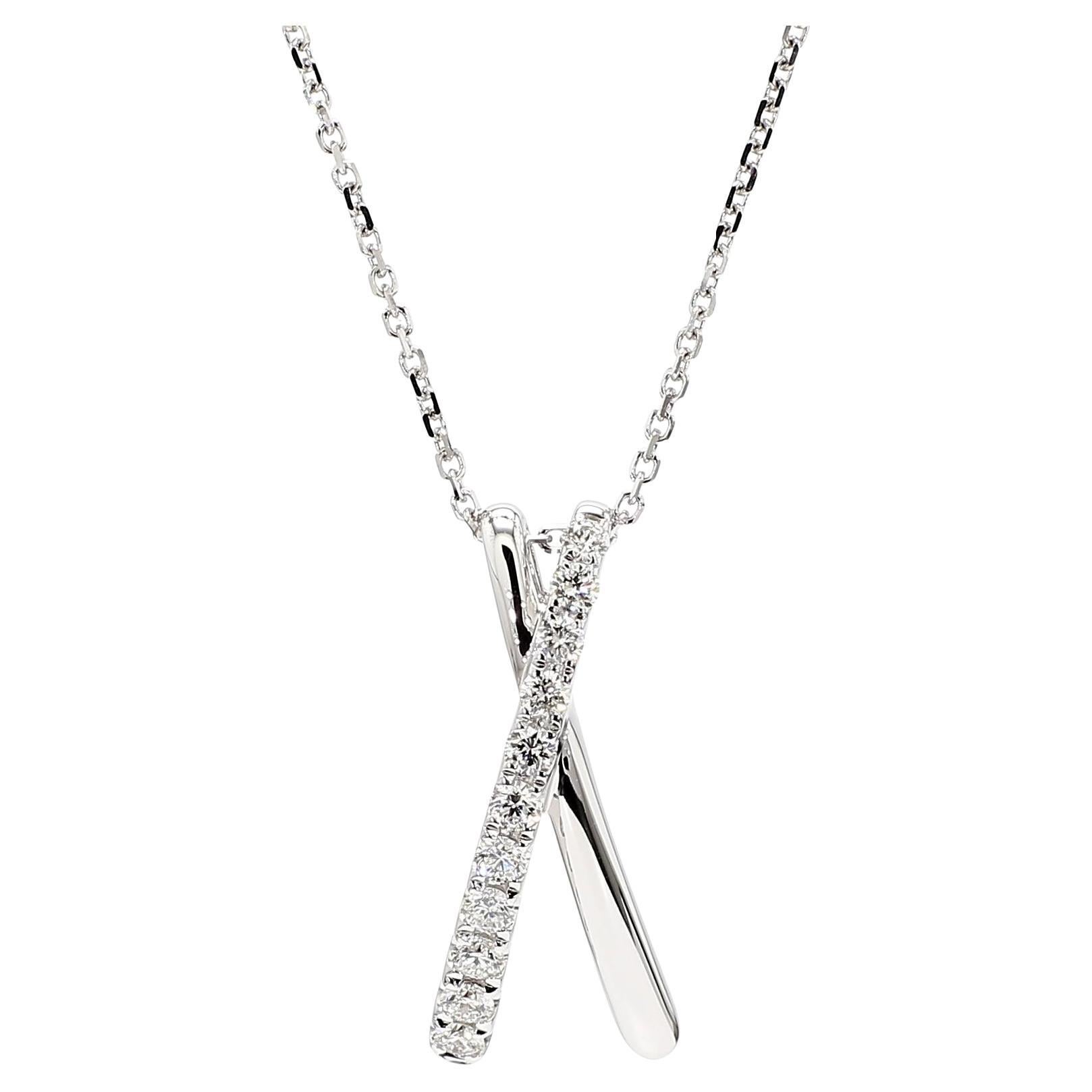 natürlicher weißer runder Diamant .33 Karat TW Weißgold Tropfenanhänger