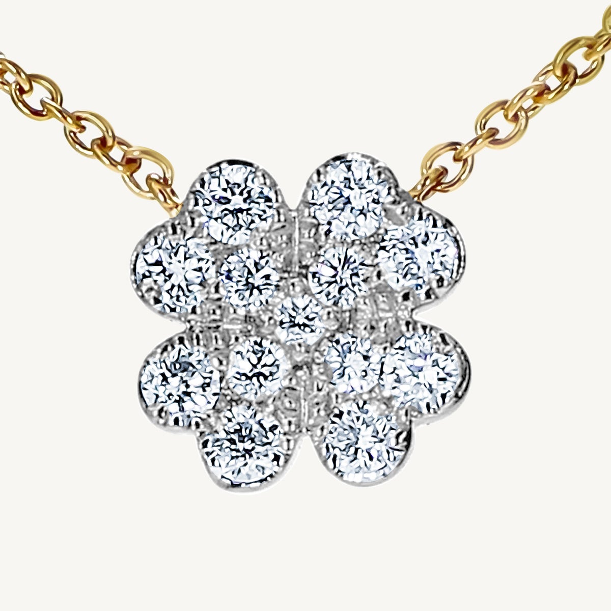 Natural White Round Diamond .33 Carat TW Yellow Gold Flower Pendant