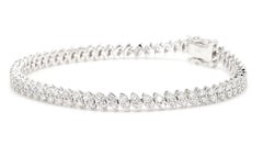 Bracelet tennis en or blanc naturel avec diamants ronds de 3.40 carats poids total