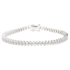 Natural White Round Diamond 3.40 Carat TW White Gold Tennis Bracelet