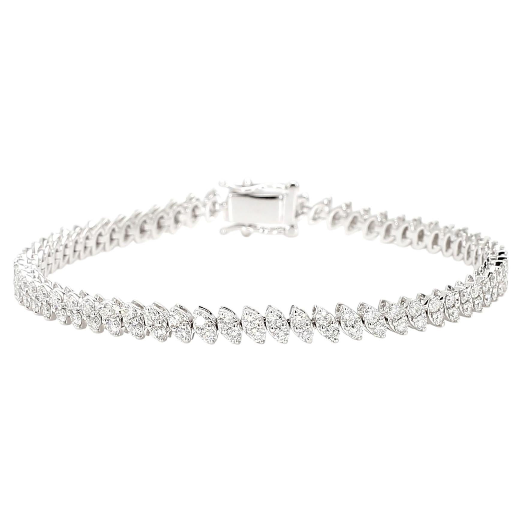 Tennisarmband, natürlicher weißer runder Diamant 3.40 Karat TW Weißgold