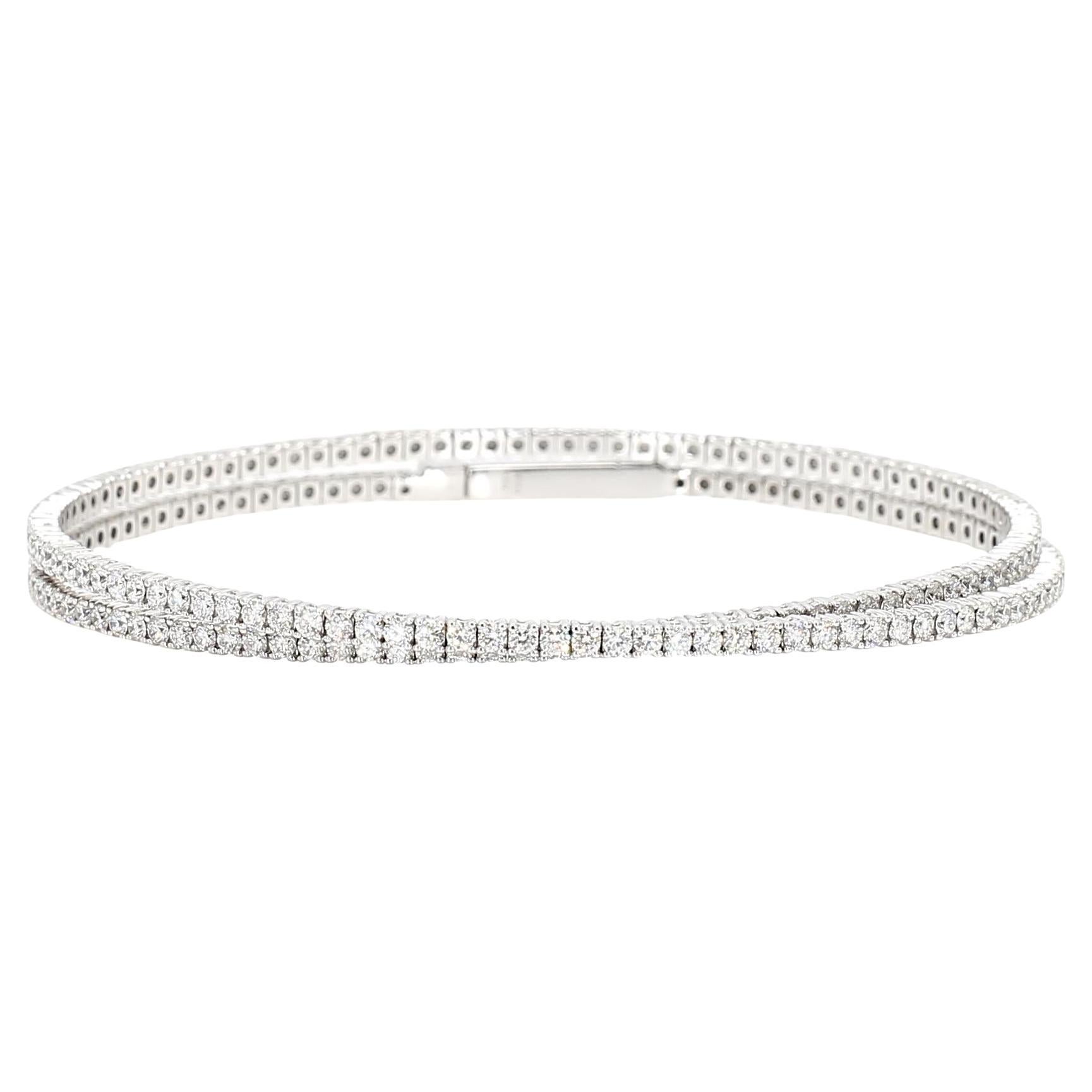 Bracciale in oro bianco con diamanti rotondi naturali da 3.46 carati TW