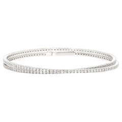 Natural White Round Diamond 3.46 Carat TW White Gold Cuff Bracelet