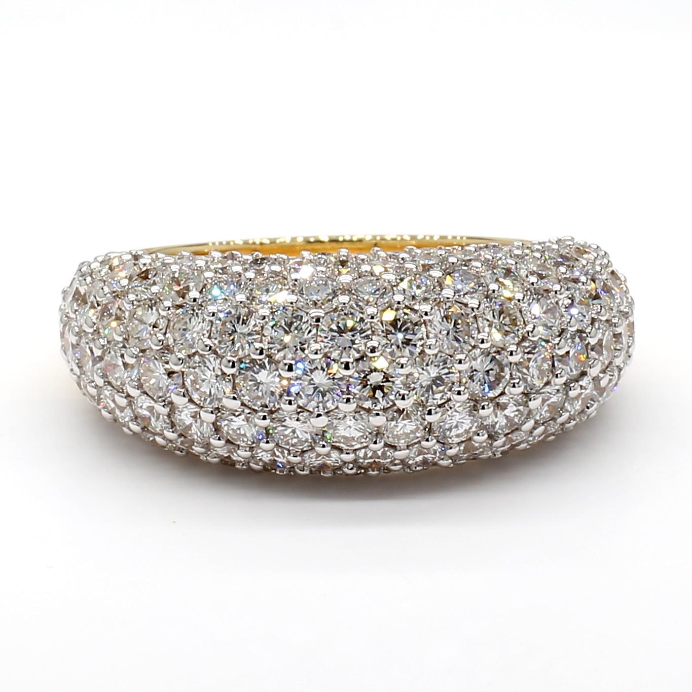 Taille ronde Bague cocktail en or blanc naturel avec diamants ronds de 3.53 carat poids total en vente
