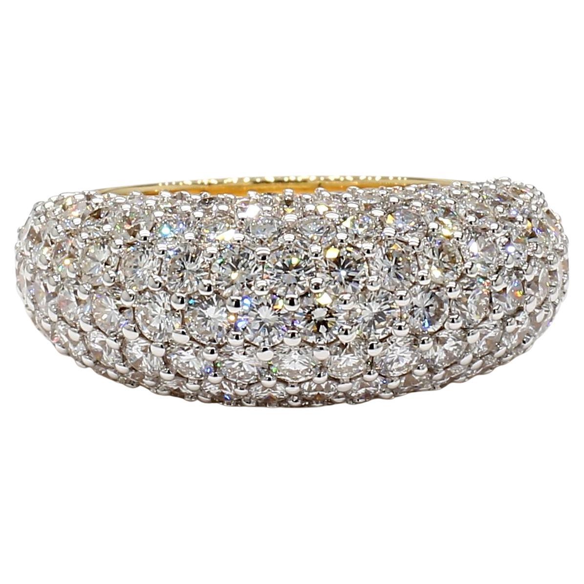 Natural White Round Diamond 3.53 Carat TW White Gold Cocktail Band