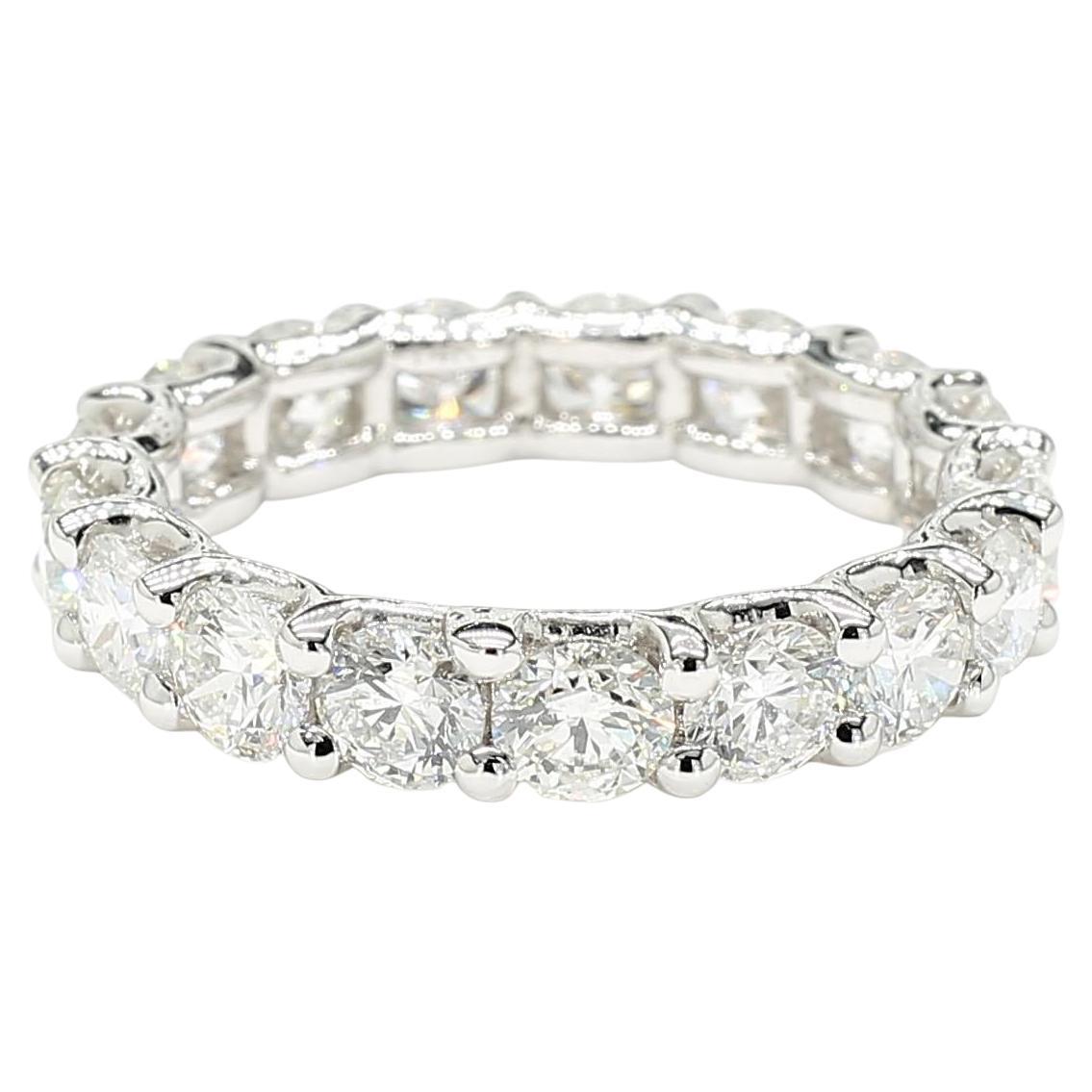 Natural White Round Diamond 3.60 Carat TW White Gold Eternity Band
