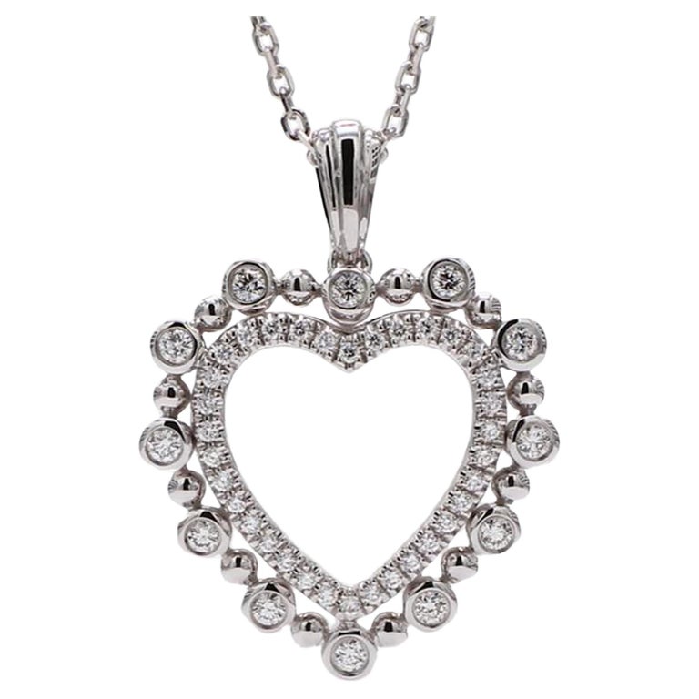 Natural White Round Diamond .38 Carat TW White Gold Heart-Shaped ...