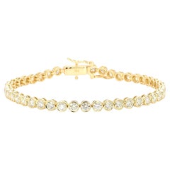 Bracelet tennis en or jaune avec diamants ronds blancs naturels de 4.41 carats poids total