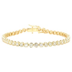 Bracciale tennis in oro giallo con diamante tondo bianco naturale da 4.49 carati TW