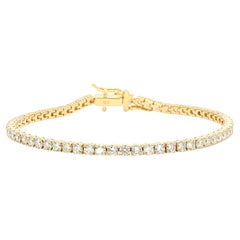 Bracelet tennis en or jaune avec diamants ronds blancs naturels de 4.98 carats poids total