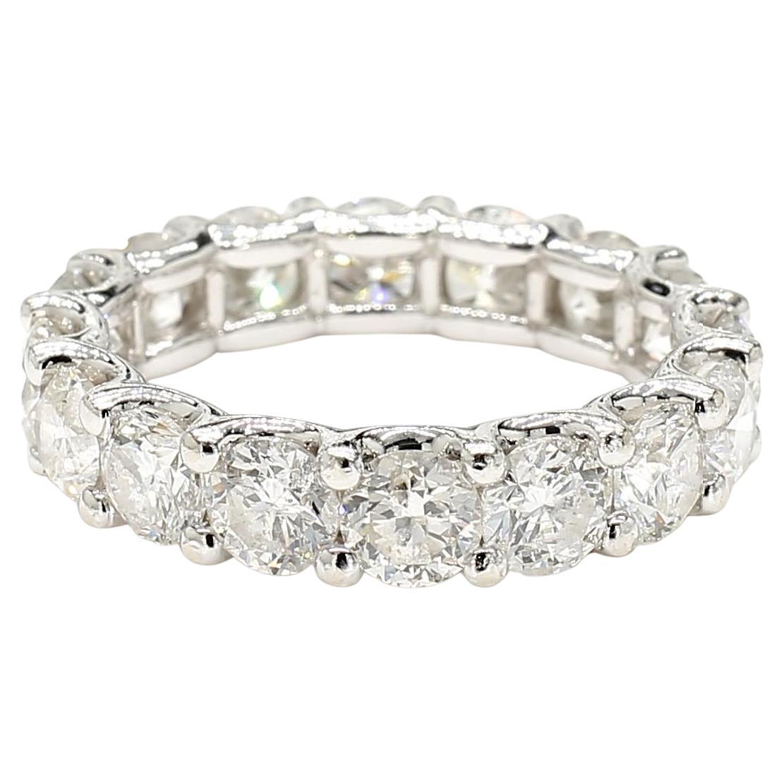 Natural White Round Diamond 5.06 Carat TW White Gold Eternity Band