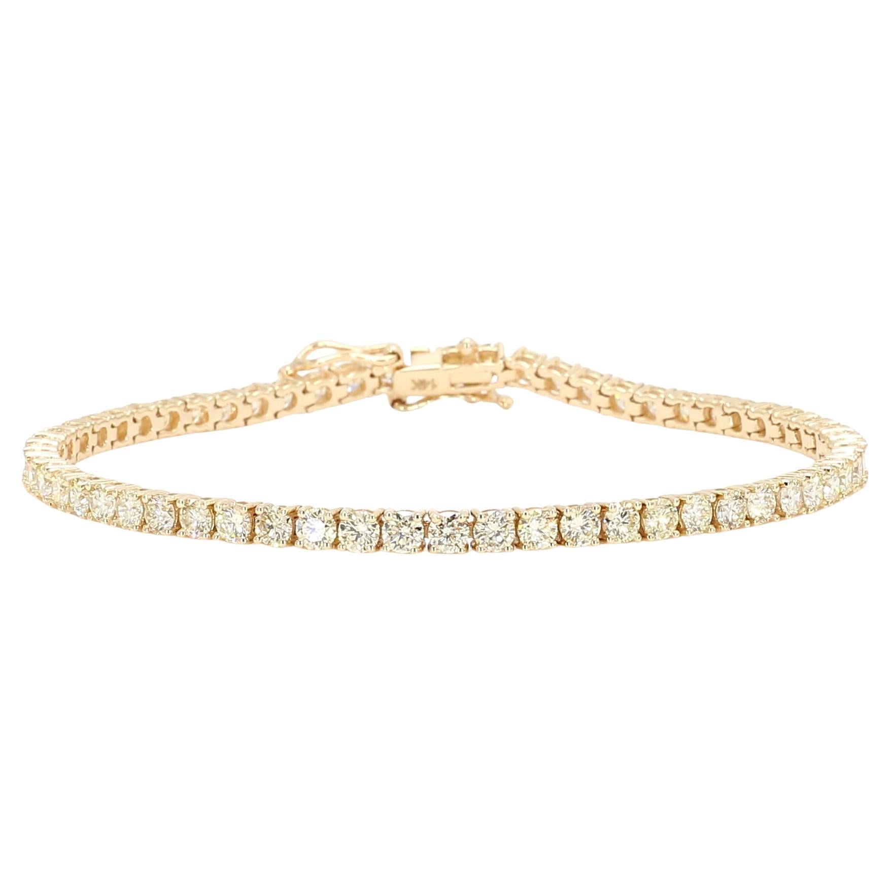 Bracelet à maillons en or jaune avec diamants ronds blancs naturels de 5.08 carats poids total