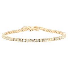 Bracelet à maillons en or jaune avec diamants ronds blancs naturels de 5.08 carats poids total