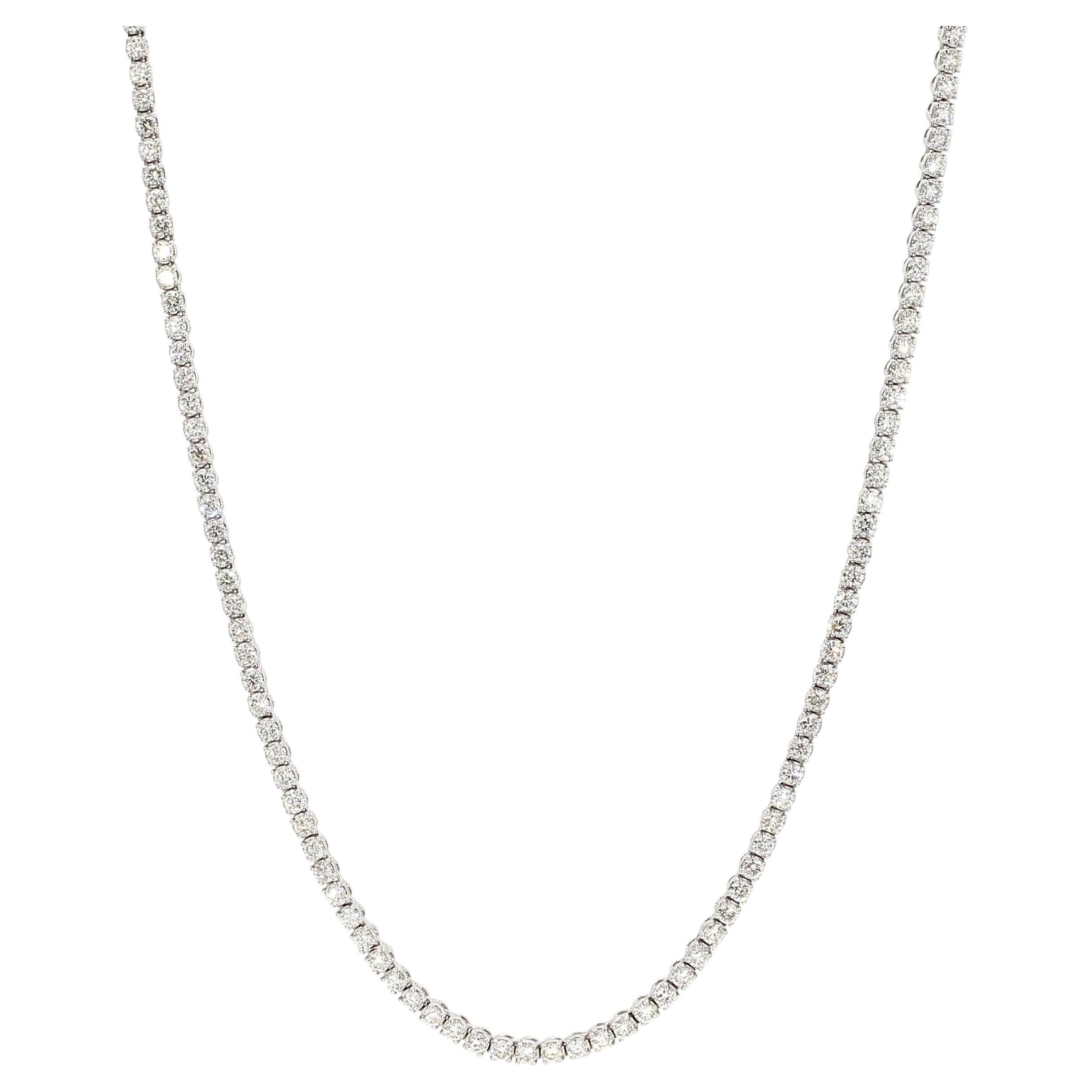 Natural White Round Diamond 5.46 Carat Tw White Gold Drop Necklace